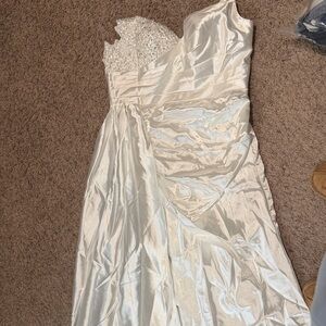 Elegant One-Shoulder White Gown